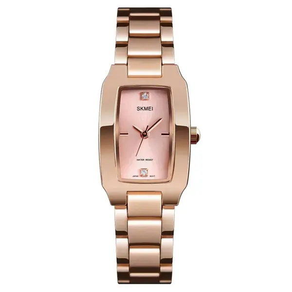 SKMEI 1400 Premium Stainless Steel Analog Luxury Women's Watch – Dial Color: Rose, Strap Color: Rose – View 1