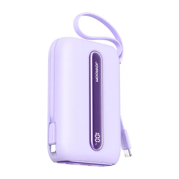 Joyroom JR-L012 Colorful Series LED Digital Display Dual Cables Power Bank – Color: Purple – View 1