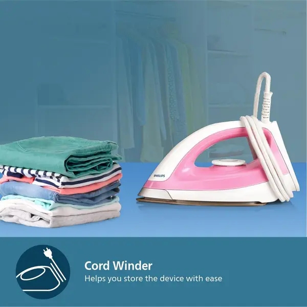 Philips GC158/02 1100 Watt Dry Iron with Golden Soleplate Coating – View 3