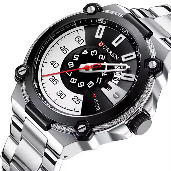 Curren 8345 Luxury Design Stainless Steel Analog Men's Watch – Dial Color: White, Strap Color: Silver – View 2