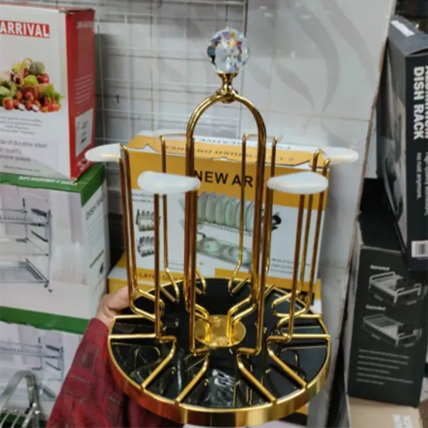6 Hook Revolving Metal Glass Stand Organizer Rack 7" x 10" – View 4