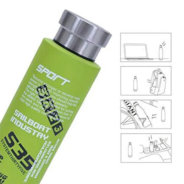 Sport High-quality Stainless Steel Water Bottle 500 ml – Capacity: 500 ml, Color: Green – View 3