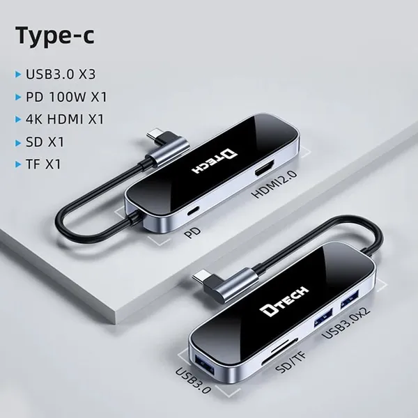 Dtech T0040 7 in 1 Type-C Hub – View 2
