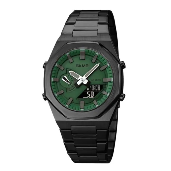 Skmei 1816 Fashion World Quartz Men's Watch – Dial Color: Green, Strap Color: Black – View 1