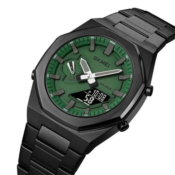 Skmei 1816 Fashion World Quartz Men's Watch – Dial Color: Green, Strap Color: Black – View 2
