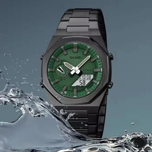 Skmei 1816 Fashion World Quartz Men's Watch – Dial Color: Green, Strap Color: Black – View 3