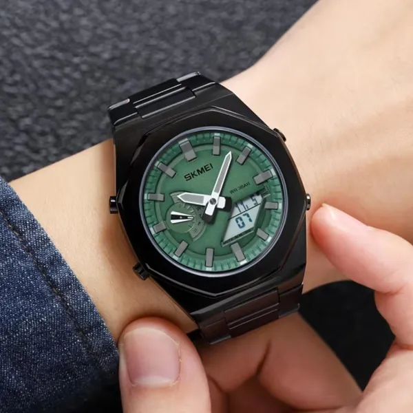 Skmei 1816 Fashion World Quartz Men's Watch – Dial Color: Green, Strap Color: Black – View 5
