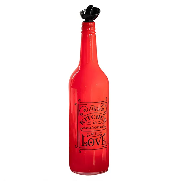HEREVIN 151144-801 0.75 Ltr Drip-Free Borosilicate Glass Oil Bottle Bright Red – View 1