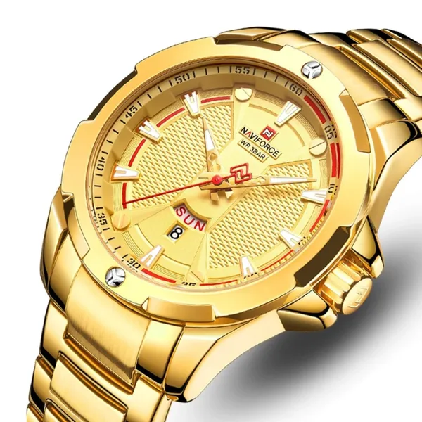 NAVIFORCE NF9161 Stainless Steel Analog Men's Watch – Dial Color: Gold, Strap Color: Gold  – View 2