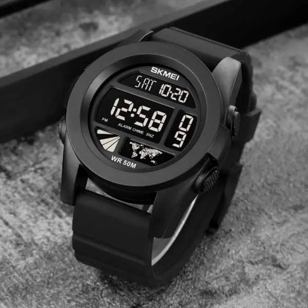 SKMEI 1906 Fashion Stopwatch Waterproof Digital Sports Men's Watch – Dial Color: Black, Strap Color: Black – View 3