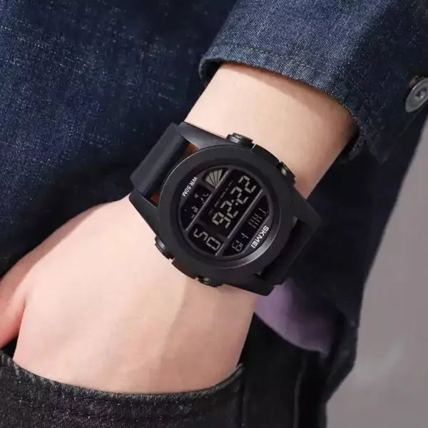 SKMEI 1906 Fashion Stopwatch Waterproof Digital Sports Men's Watch – Dial Color: Black, Strap Color: Black – View 4