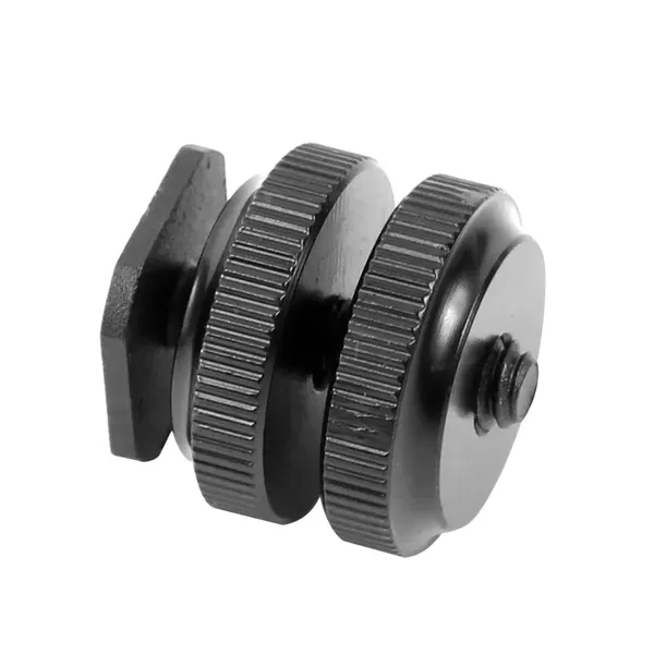 1/4 Inch Double Nut Cold Shoe Tripod Mount to Flash Hot Shoe Screw Adapter – View 2