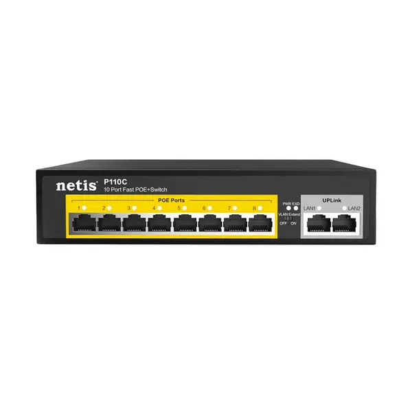 Netis P110C 8POE+2RJ45 10 Ports Standard Poe Switch – View 1