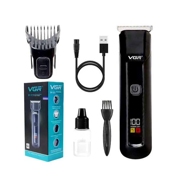 VGR V-929 Professional Rechargeable Hair Trimmer with LED Display 100 Minutes Run Time Black – View 6