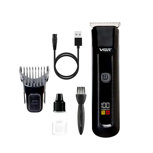 VGR V-929 Professional Rechargeable Hair Trimmer with LED Display 100 Minutes Run Time Black – View 1