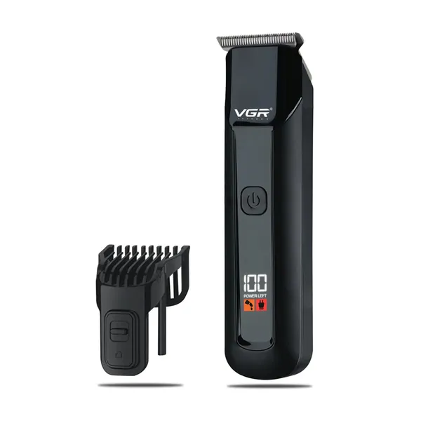 VGR V-929 Professional Rechargeable Hair Trimmer with LED Display 100 Minutes Run Time Black – View 2