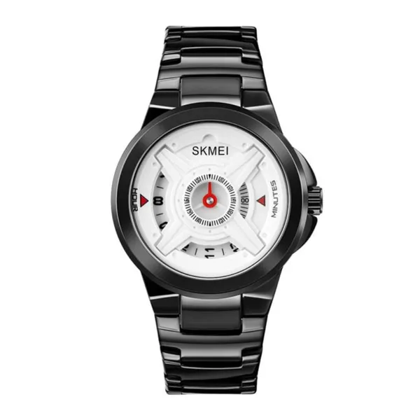 SKMEI 1699 Quartz Luxury Brand Creative Men's Watch – Dial Color: White, Strap Color: Black – View 1