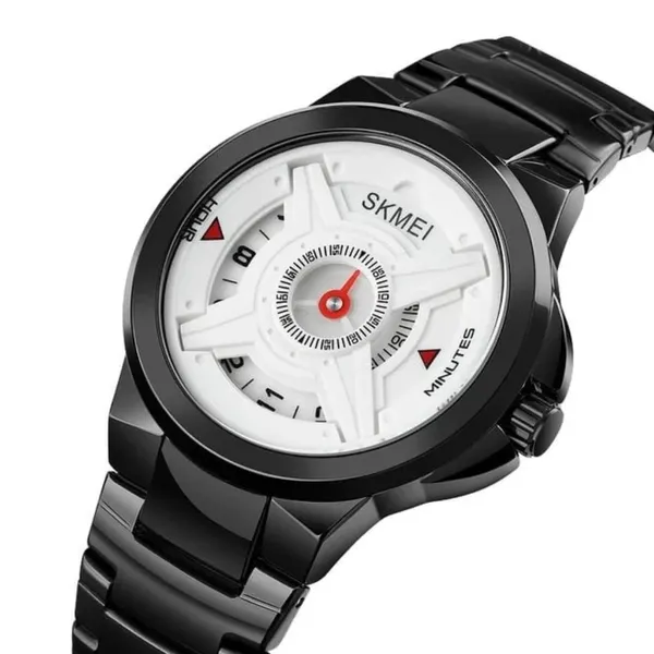 SKMEI 1699 Quartz Luxury Brand Creative Men's Watch – Dial Color: White, Strap Color: Black – View 2