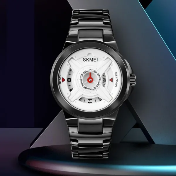 SKMEI 1699 Quartz Luxury Brand Creative Men's Watch – Dial Color: White, Strap Color: Black – View 4