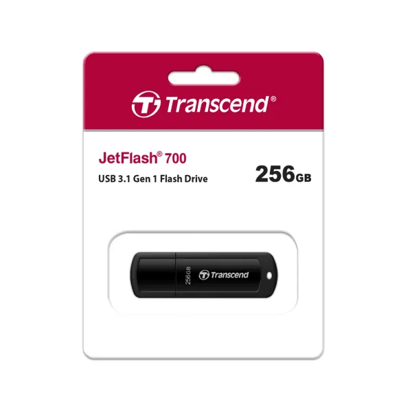 Transcend JetFlash 700/730 256GB USB 3.1 Gen 1 Black Pen Drive – View 3