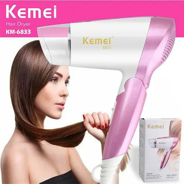 Kemei KM-6833 1600W Foldable Hair Dryer for Women – View 3