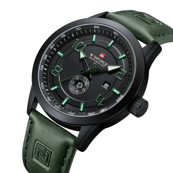 NAVIFORCE NF9229 Luminous Quartz Movement Men’s Watch – Dial Color: Green, Strap Color: Green  – View 2