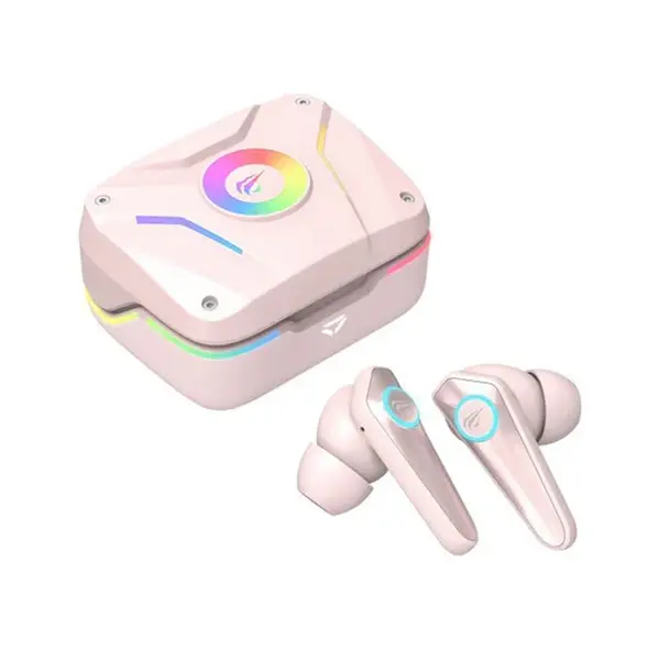 Havit TW952 Pro True Wireless Stereo RGB Gaming Earbuds – Color: Pink – View 2