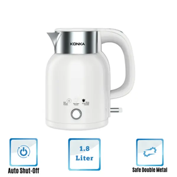 KONKA KEKLW-18J Smiss 1.8 Litre Electric Kettle 1500 Watt – Capacity: 1.85 L, Color: White – View 2