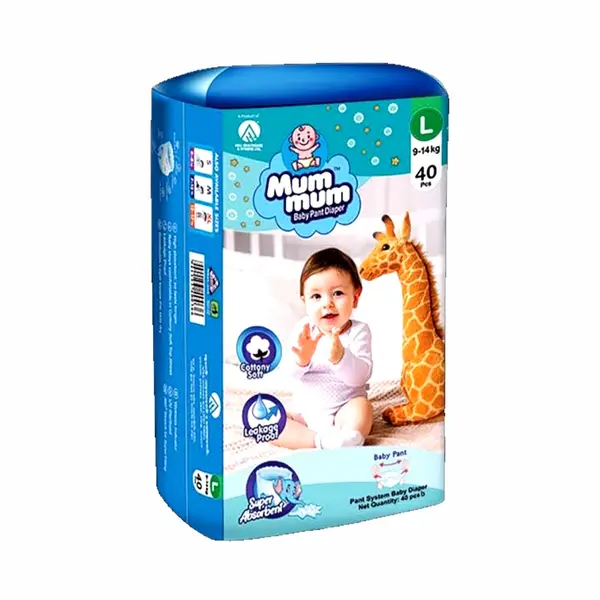 Mum Mum Soft Cotton Flexible Pants System Baby Diaper – Quantity: 40 pcs – View 2