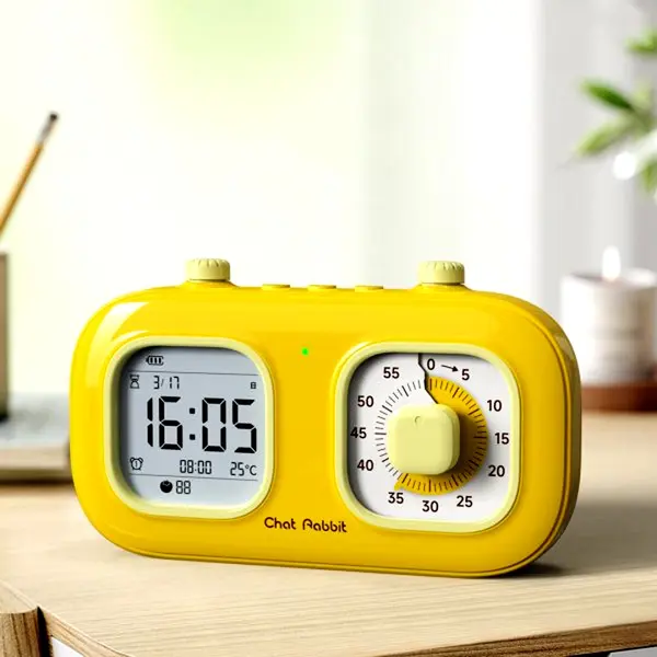 Dual Screen Kids Visual Timer 60 Minutes Visual Countdown Table Clock – View 2