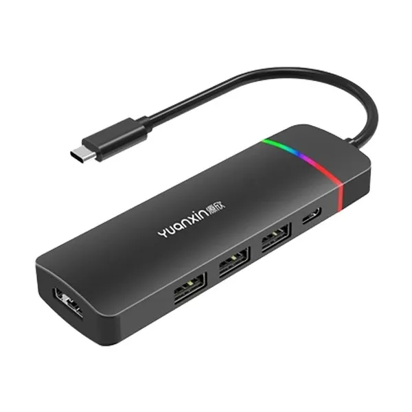 Yuanxin X-32035 Multiport 5 in 1 RGB Type C Hub – View 3