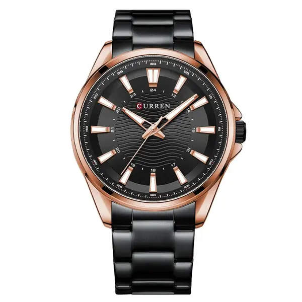 Curren 8424 Luxury Stainless Steel Quartz Casual Fashion Men's Watch – Dial Color: Brown, Strap Color: Black – View 1