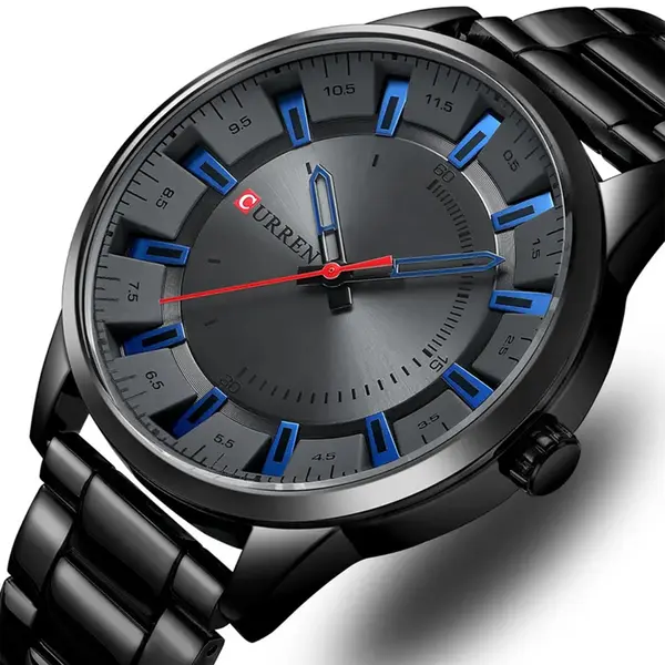 Curren 8406 Luxury Stainless Steel Quartz Casual Fashion Men's Watch – Dial Color: Black, Strap Color: Black – View 3