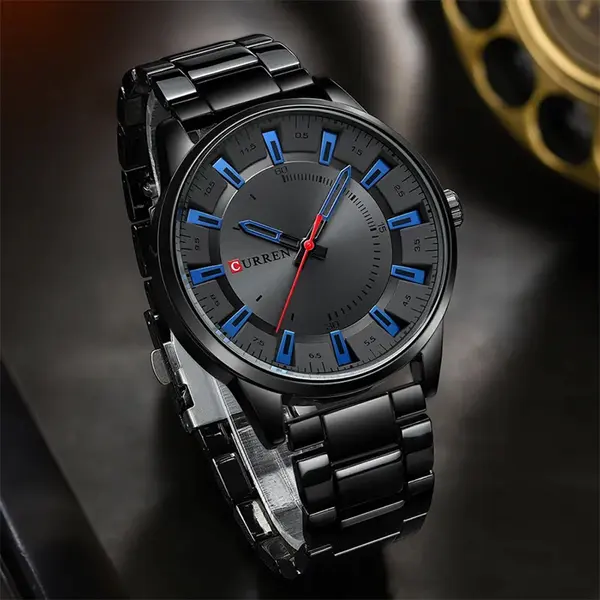 Curren 8406 Luxury Stainless Steel Quartz Casual Fashion Men's Watch – Dial Color: Black, Strap Color: Black – View 4