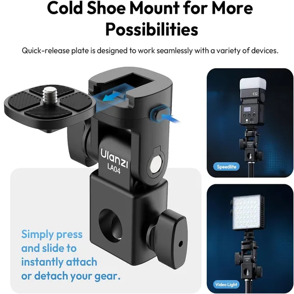Ulanzi LA04 Universal Light Stand Adapter with 1/4" Cold Shoe Mount – View 3