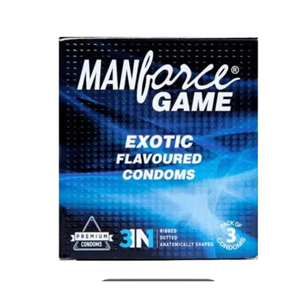Manforce Game Exotic Flavored Condom 3pcs Pack – 3-in-1 Ribbed – View 1