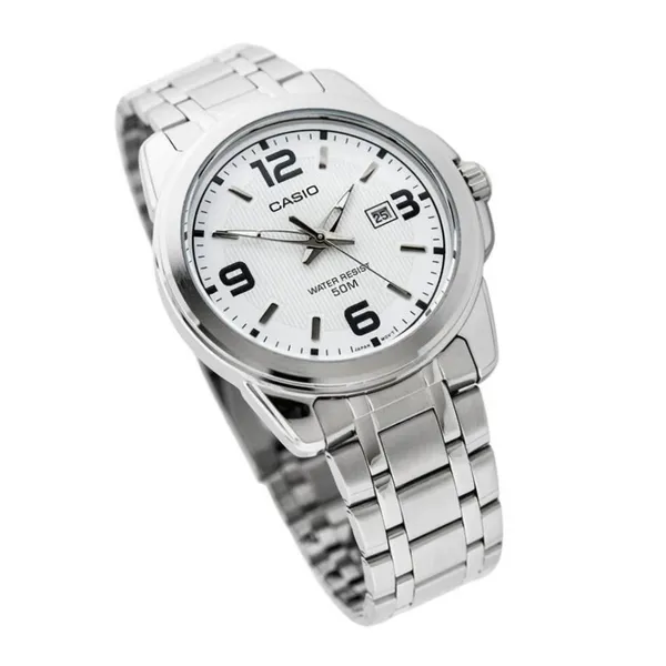 Casio MTP-1314D-7AVDF White Dial Chain Men's Watch – Dial Color: White, Strap Color: Silver – View 2