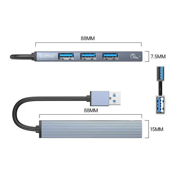 Orico AH-A13 USB A to USB 3.0 4 Port Hub – View 3
