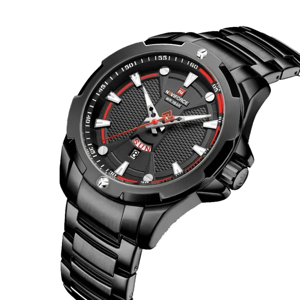 NAVIFORCE NF9161 Stainless Steel Analog Men's Watch – Dial Color: Black, Strap Color: Black – View 2