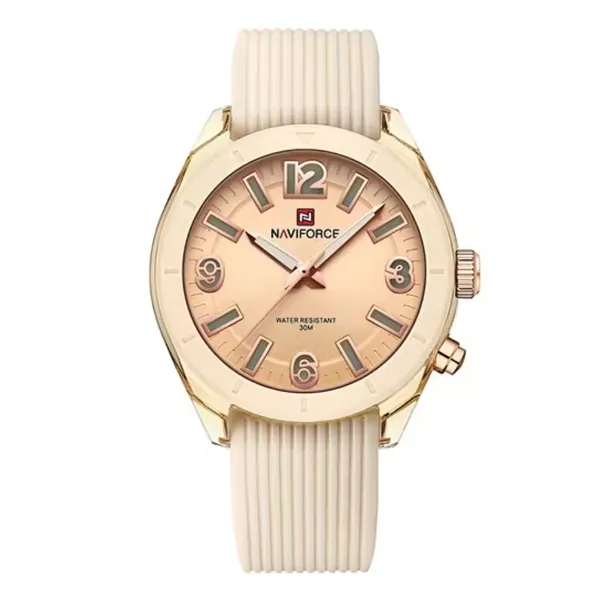 NAVIFORCE NF7103 Sports Waterproof Led Women's Watch – Dial Color: Gold, Strap Color: Gold – View 1