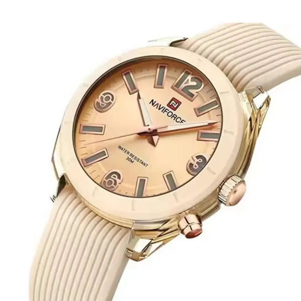 NAVIFORCE NF7103 Sports Waterproof Led Women's Watch – Dial Color: Gold, Strap Color: Gold – View 2