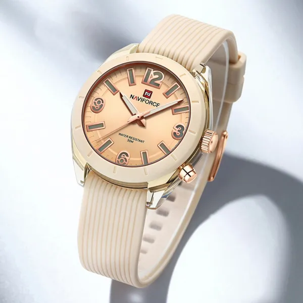 NAVIFORCE NF7103 Sports Waterproof Led Women's Watch – Dial Color: Gold, Strap Color: Gold – View 3