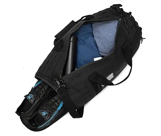 QT&QY 40L Military Tactical Duffle Men Sport Gym Bag – Color: Black – View 2