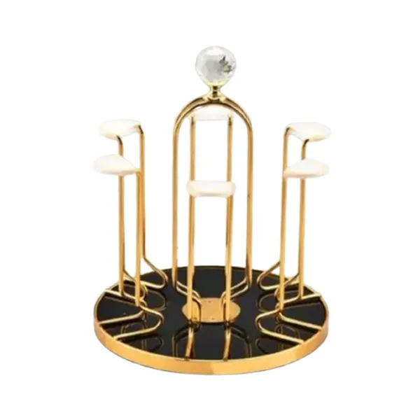 6 Hook Revolving Metal Glass Stand Organizer Rack 7" x 10" – View 1