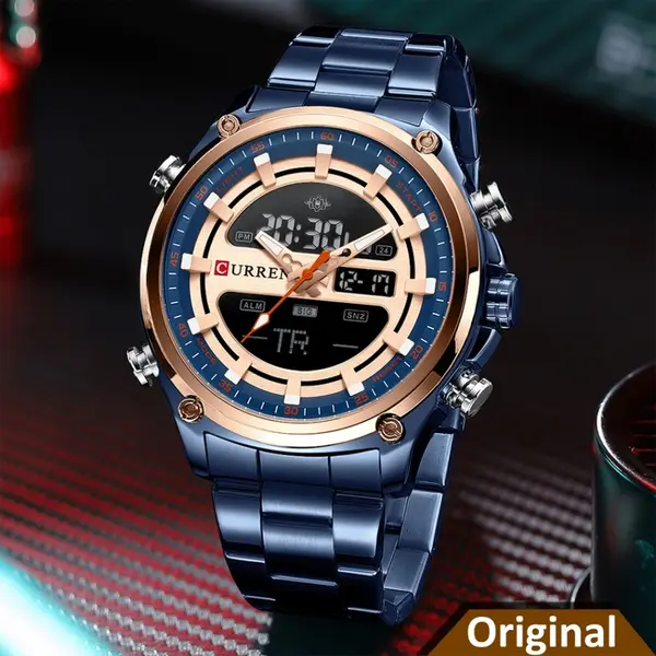 Curren 8404 Stainless Steel Dual Movement Military Men's Watch – Dial Color: Blue, Strap Color: Blue – View 4