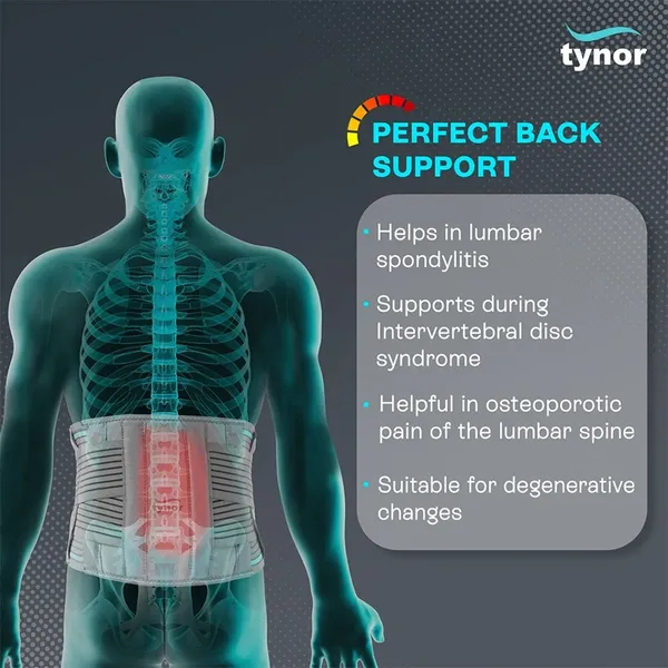 Tynor A-05 Lumbar Sacral Belt for Lower Back Support – Color: Grey, Size: S – View 5