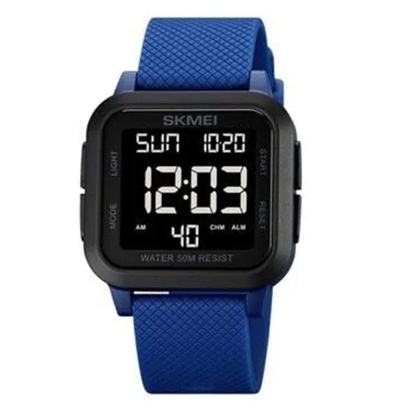 SKMEI 1894 Multifunction Waterproof Sport Digital LED Men's Watch – Dial Color: Black, Strap Color: Blue – View 1