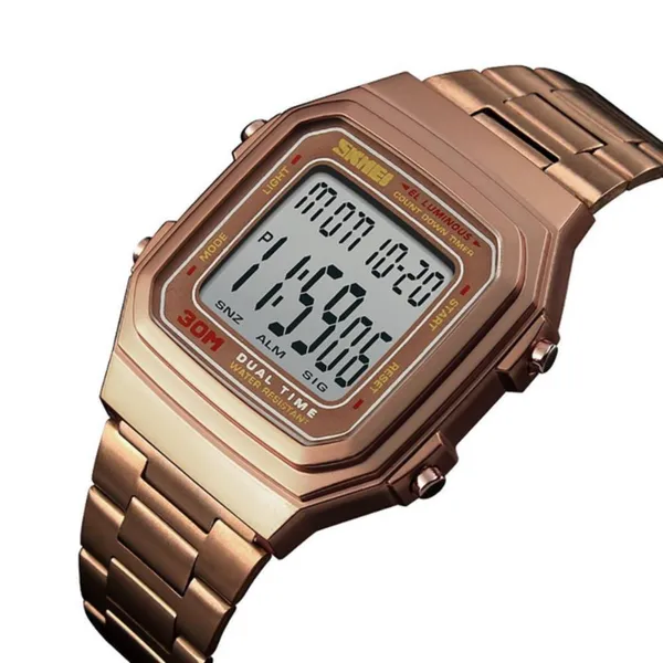 Skmei 1337 Stainless Steel Square Men's Watch – Dial Color: Rose, Strap Color: Rose – View 2