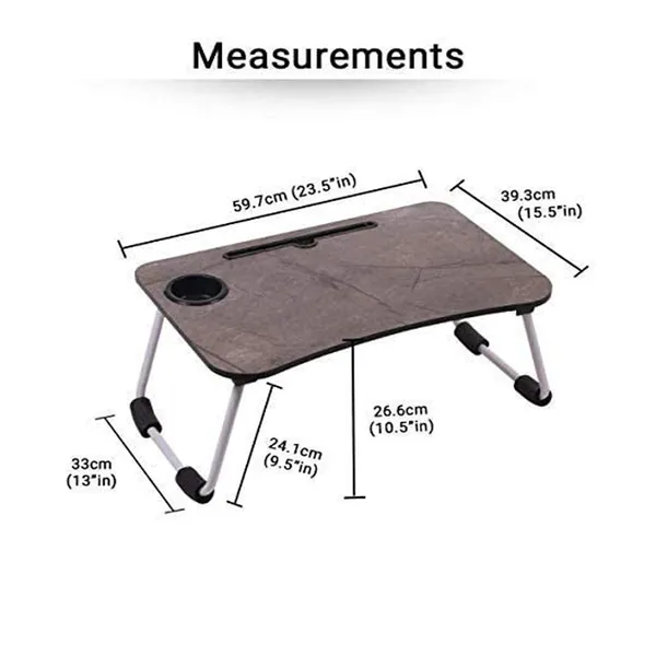 Techno Vibes Laptop Desk for Study and Reading with Foldable Non-Slip Legs Table Tray – Color: Brown – View 3