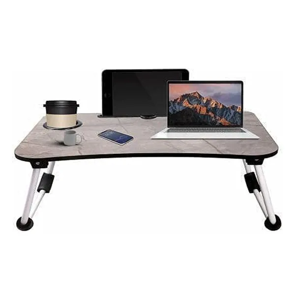 Techno Vibes Laptop Desk for Study and Reading with Foldable Non-Slip Legs Table Tray – Color: Brown – View 1